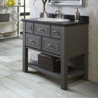 grey tile flooring in a Jacksonville bathroom remodel